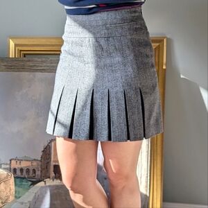 Karen Millen Office Siren Grey Wool Pleated Miniskirt